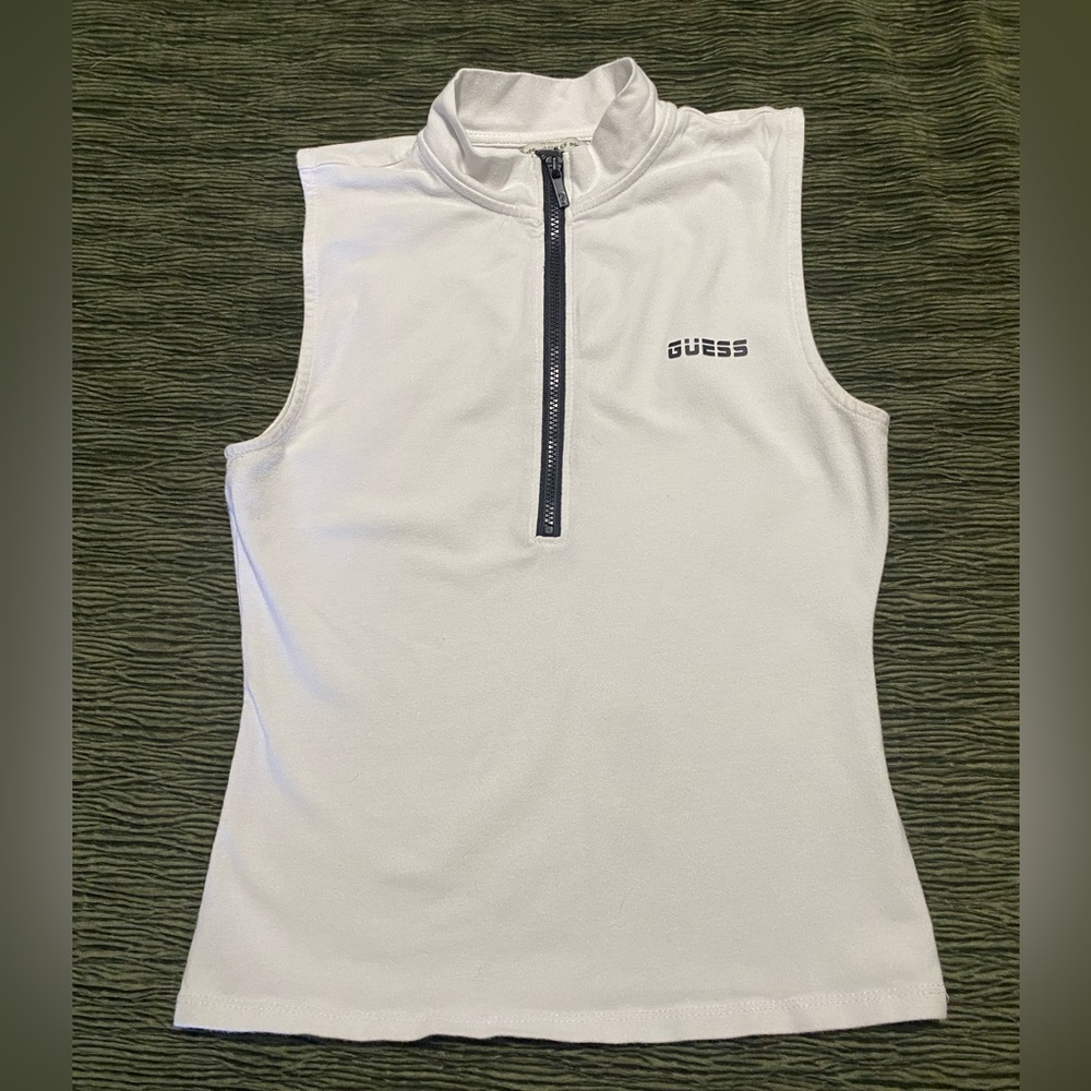 Guess White Zip-Up Top
